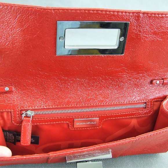 Banana Republic Leather Red Clutch or Shoulder Bag Purse - Picture 5 of 7